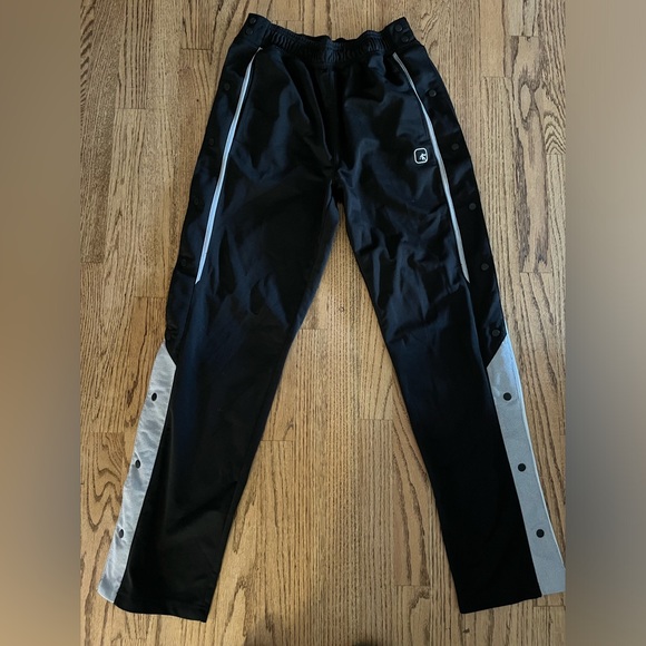 AND1 Tear Away Athletic Side Snap Pants Black & Gray Mens Small Y2K Basketball - Picture 1 of 5